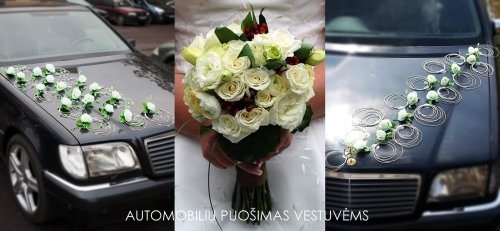 Automobilių, salės, bažnyčios puošimas ir dekoracijos