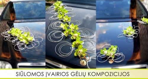 Automobilių, salės, bažnyčios puošimas ir dekoracijos